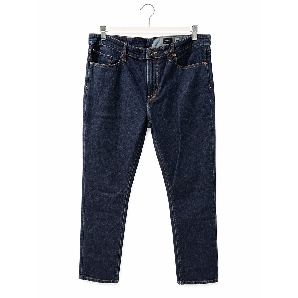 Volcom Vorta Slim Straight Jeans Mens 36 Dark Wash Indigo Denim Pants